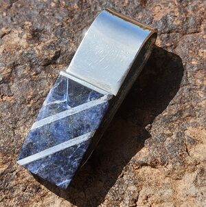 Sterling Silver Sodalite GEMSTONE Money CLIP